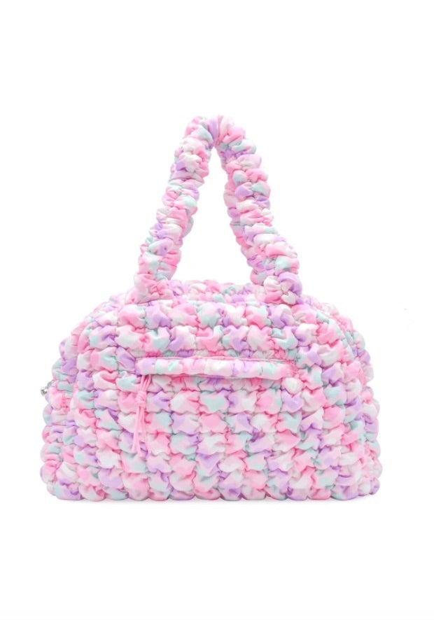 Quilted Scrunchies Heart Printed Medium Duffle Bag
