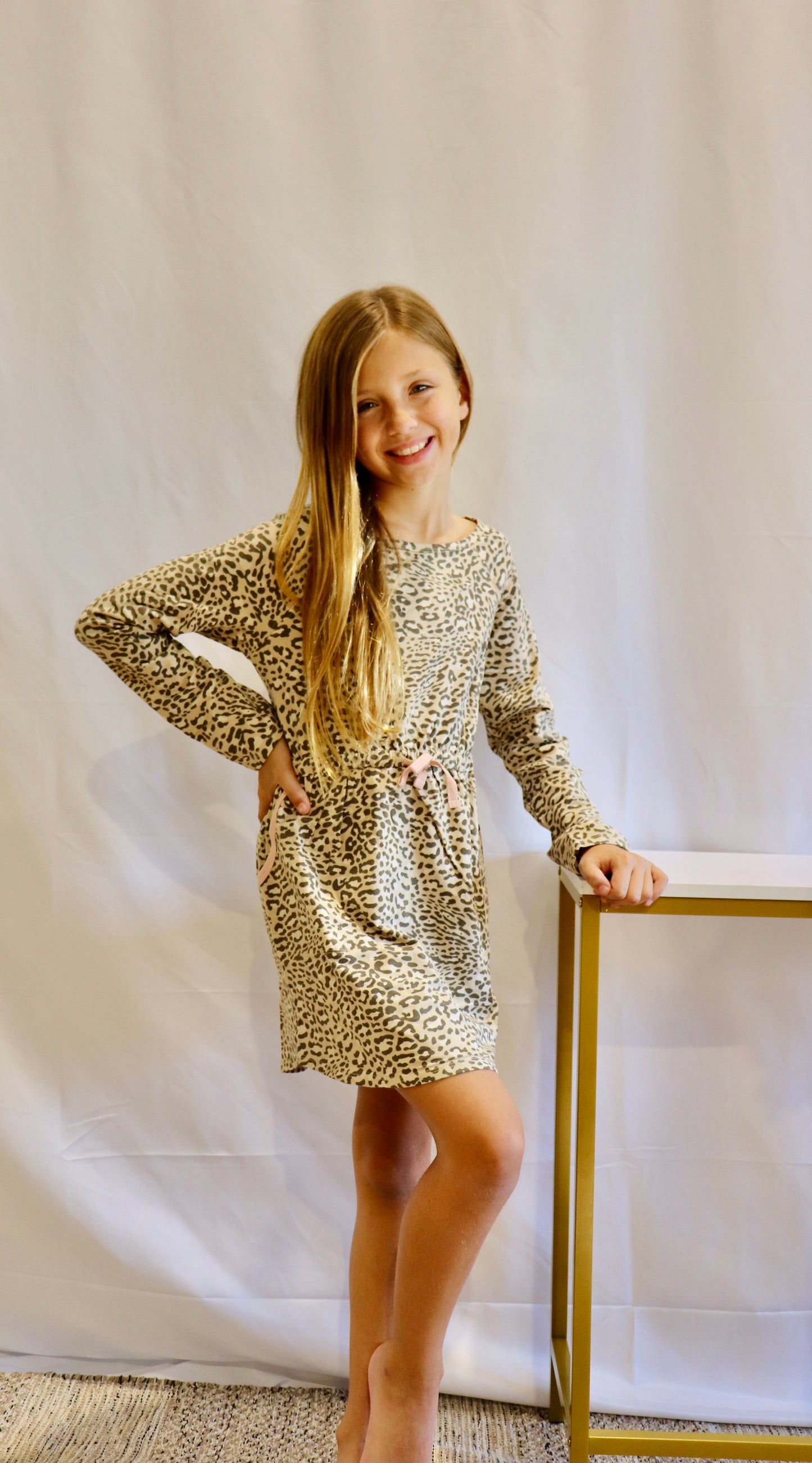Paperflower Leopard print Longsleeve Dress