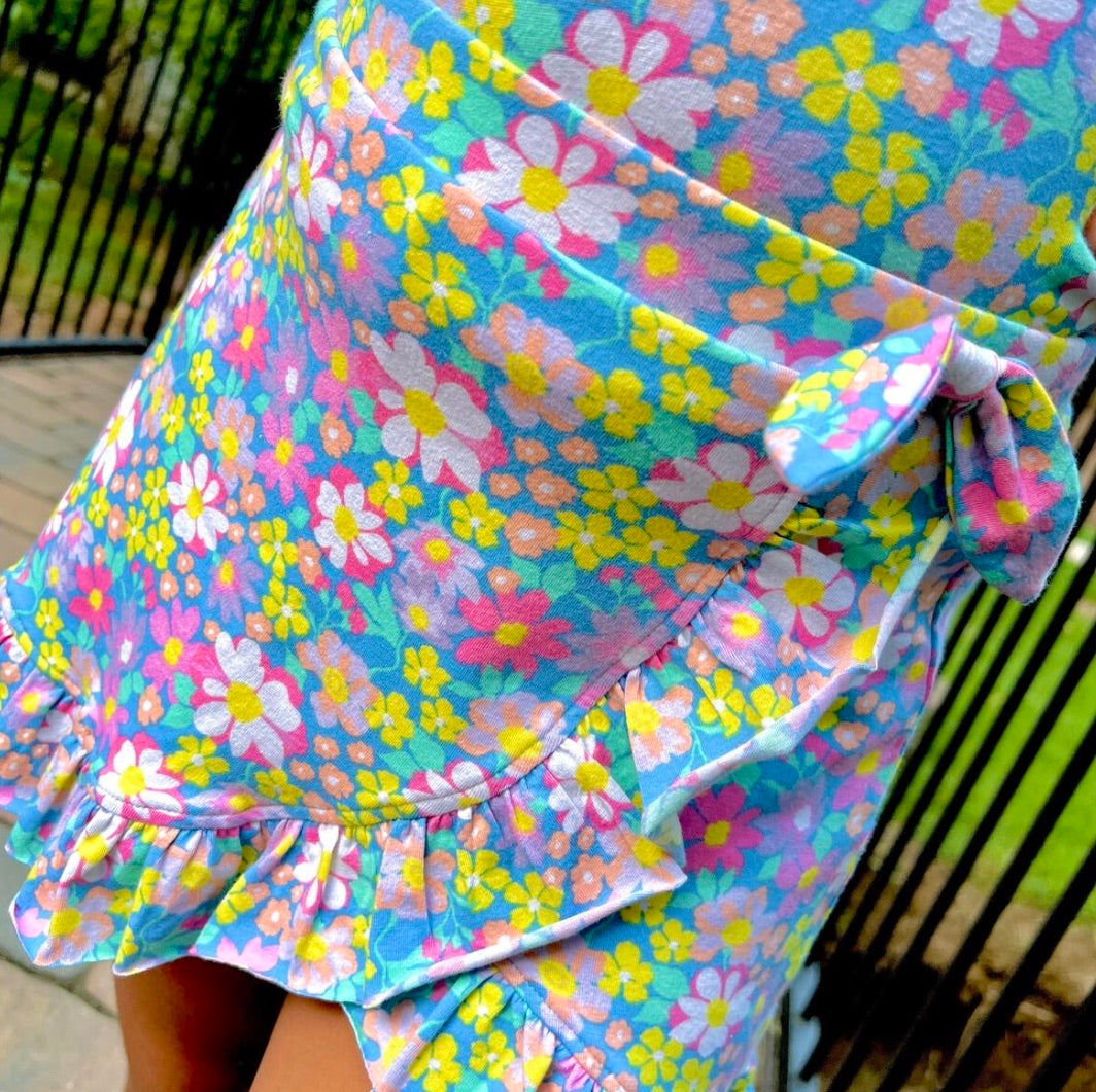 Paper Flower, Floral Ruffle Side Tie Skirt