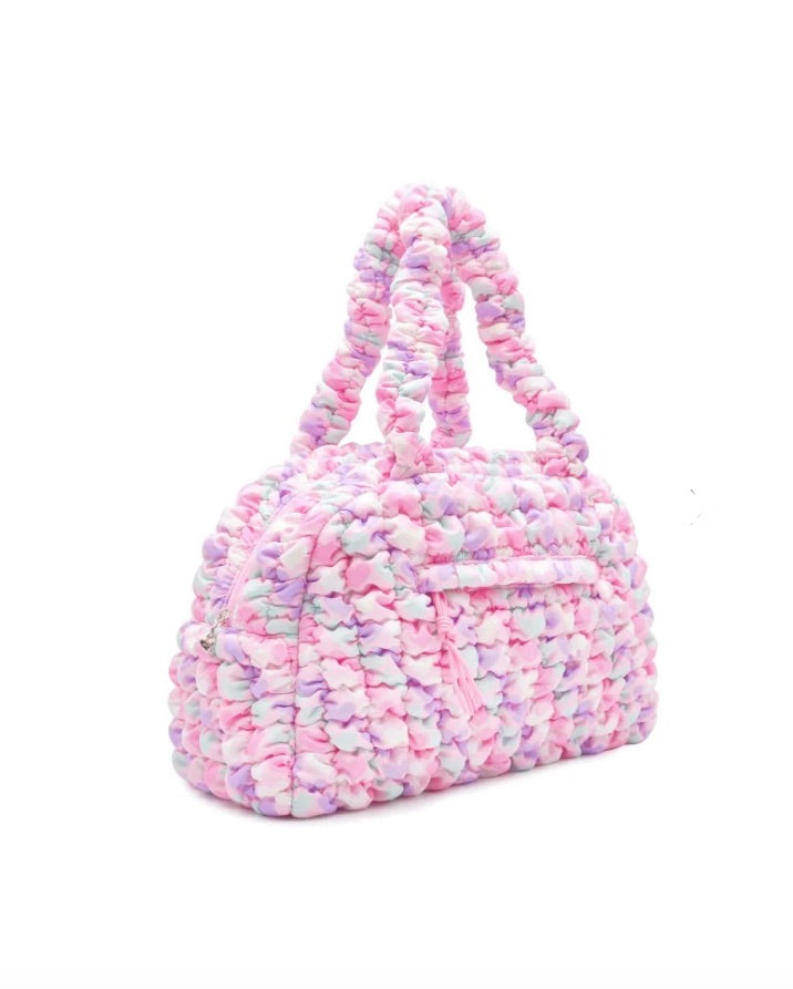 Quilted Scrunchies Heart Printed Medium Duffle Bag