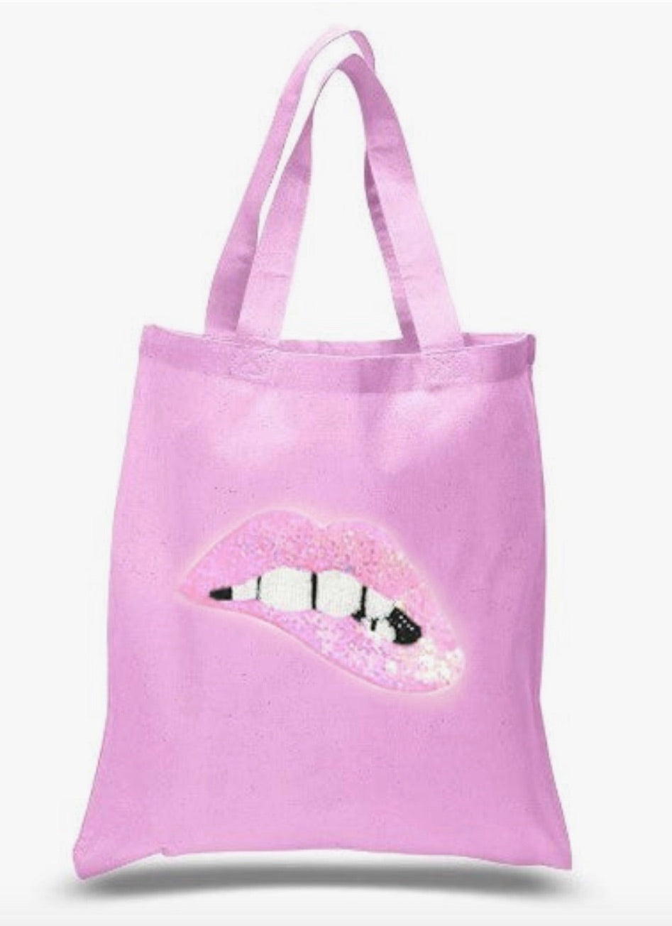 Sequin Lip Tote Bag