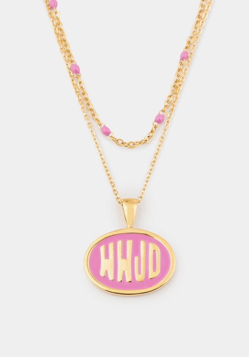 Pink Wwjd Necklace Set