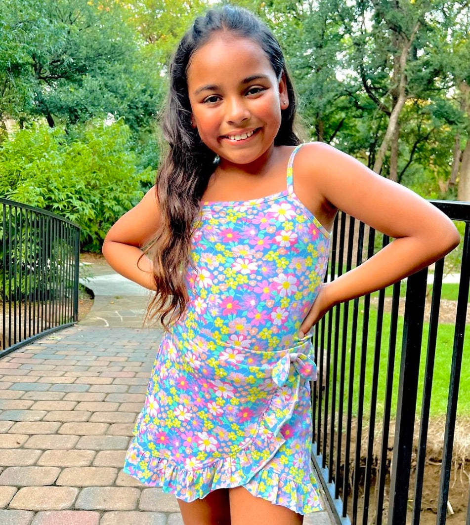 Paper Flower, Floral Ruffle Side Tie Skirt
