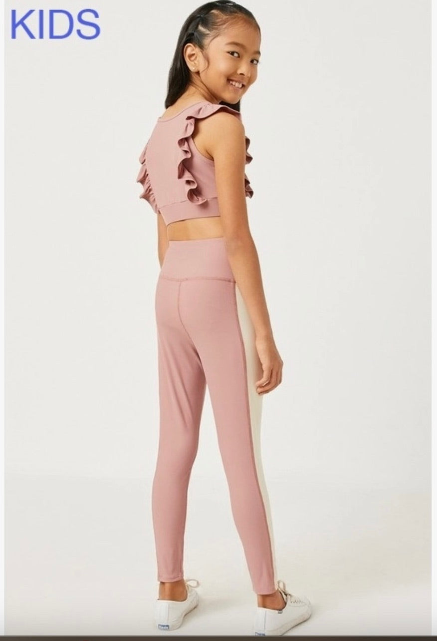 Girls Side Paneled Ribbed Active Leggings