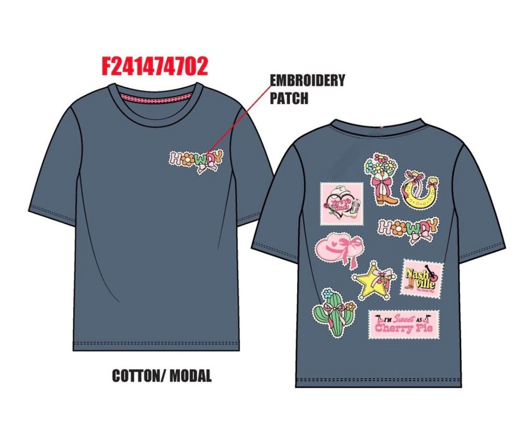 Howdy embroidery patch t-shirt