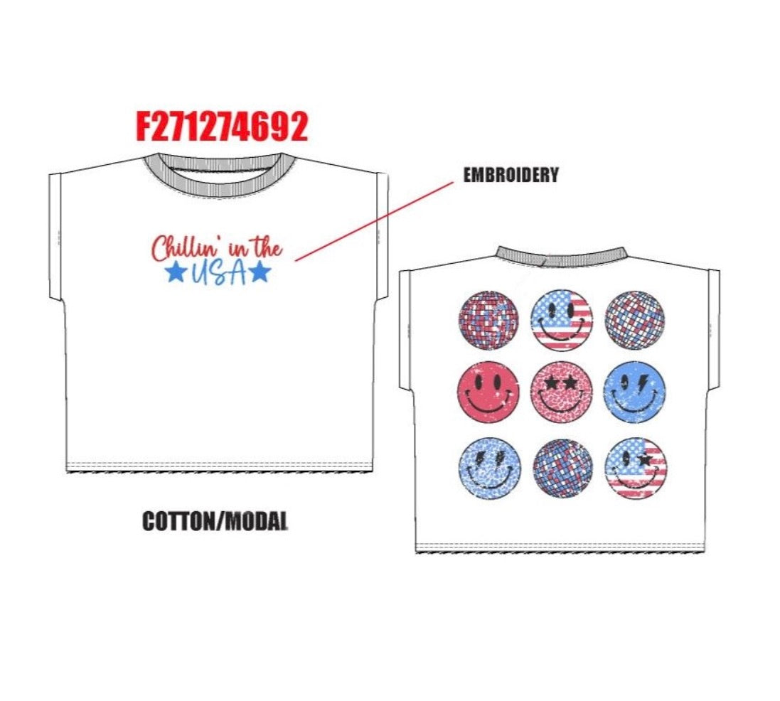 Chillin' in the USA embroidery sleeveless shirt