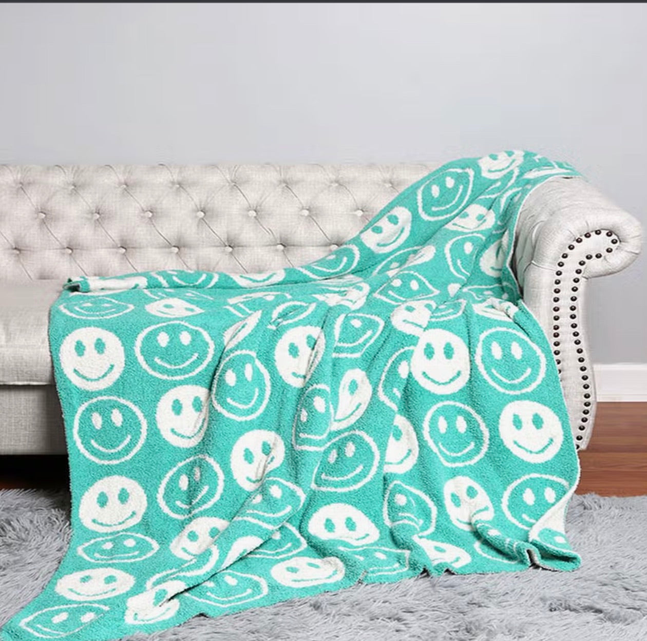 Happy Face Patterned Throw Blanket