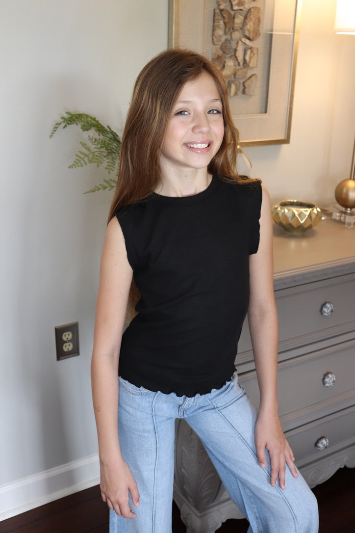 Molly Bracken Ribbed, Ruffle Top