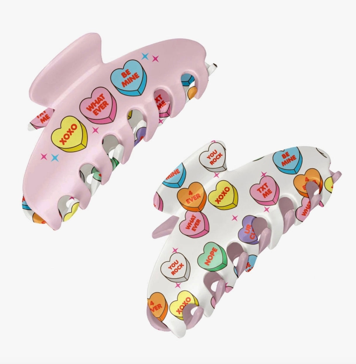 Two-Sided Large Claw Clip - Candy Hearts