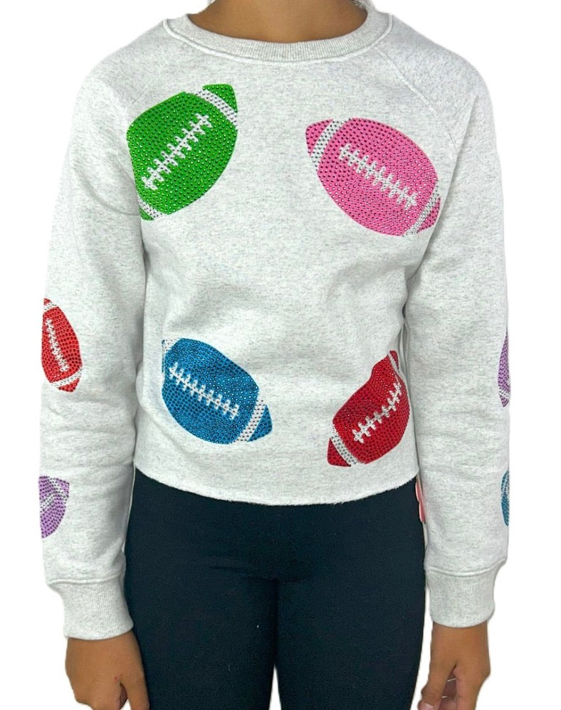 Rhinestone Footballs Sweatshirt (G046678425-LIGHT GRAY)