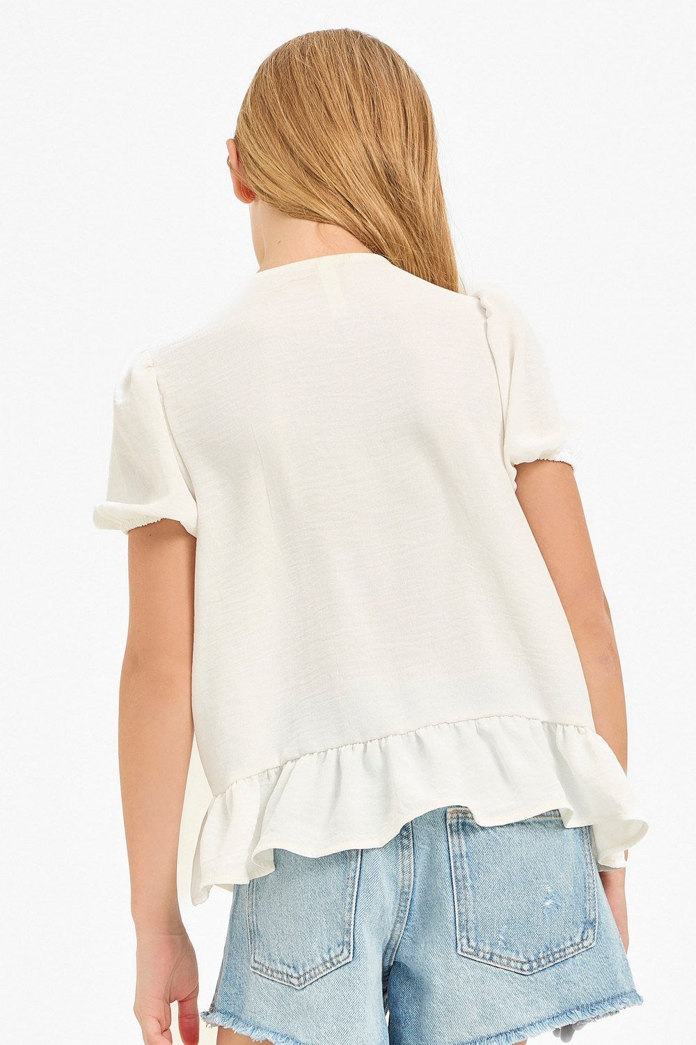 Ribbon Tie Front Ruffle Top