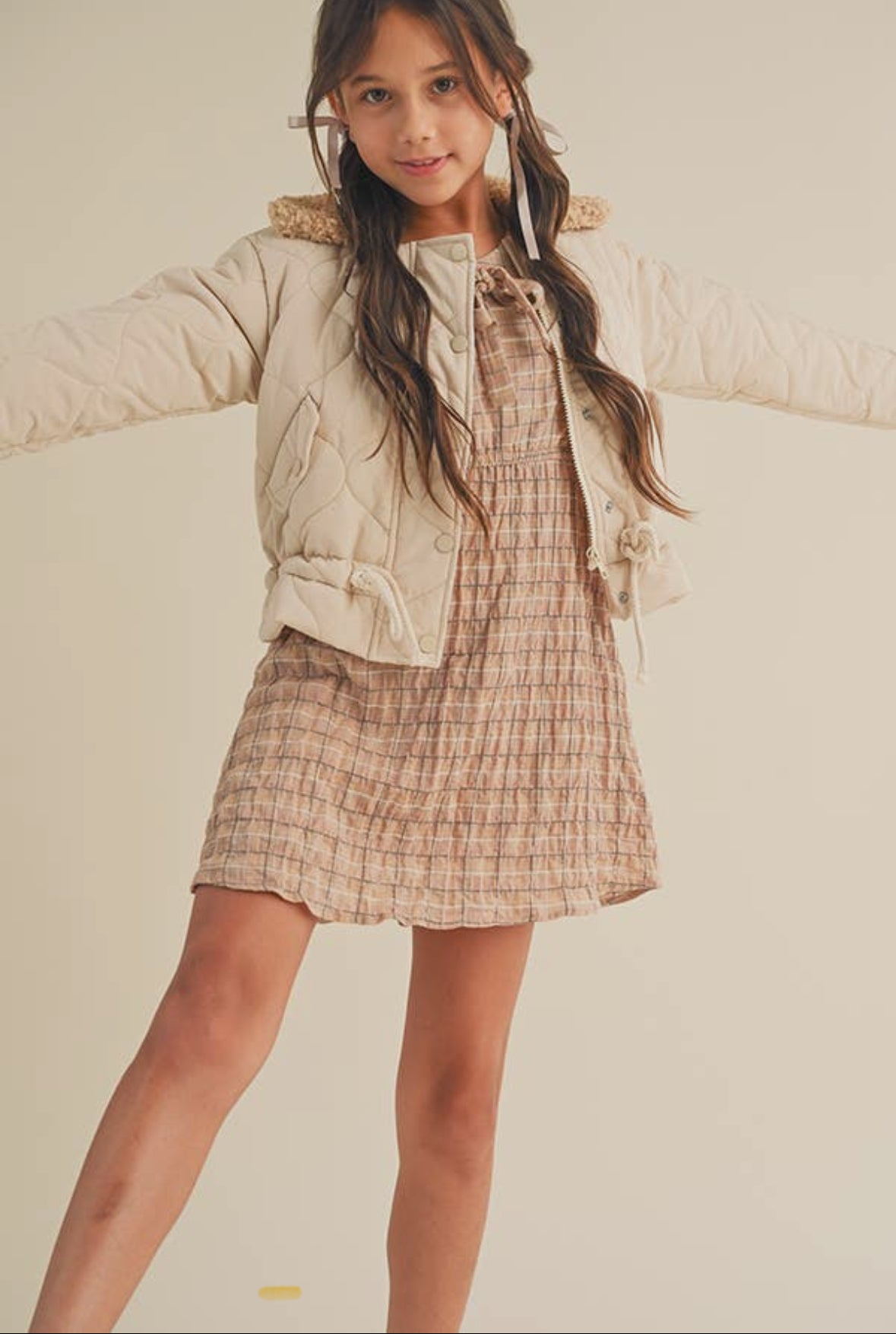 Cinched Waist Puffer Jacket with Sherpa Collar
