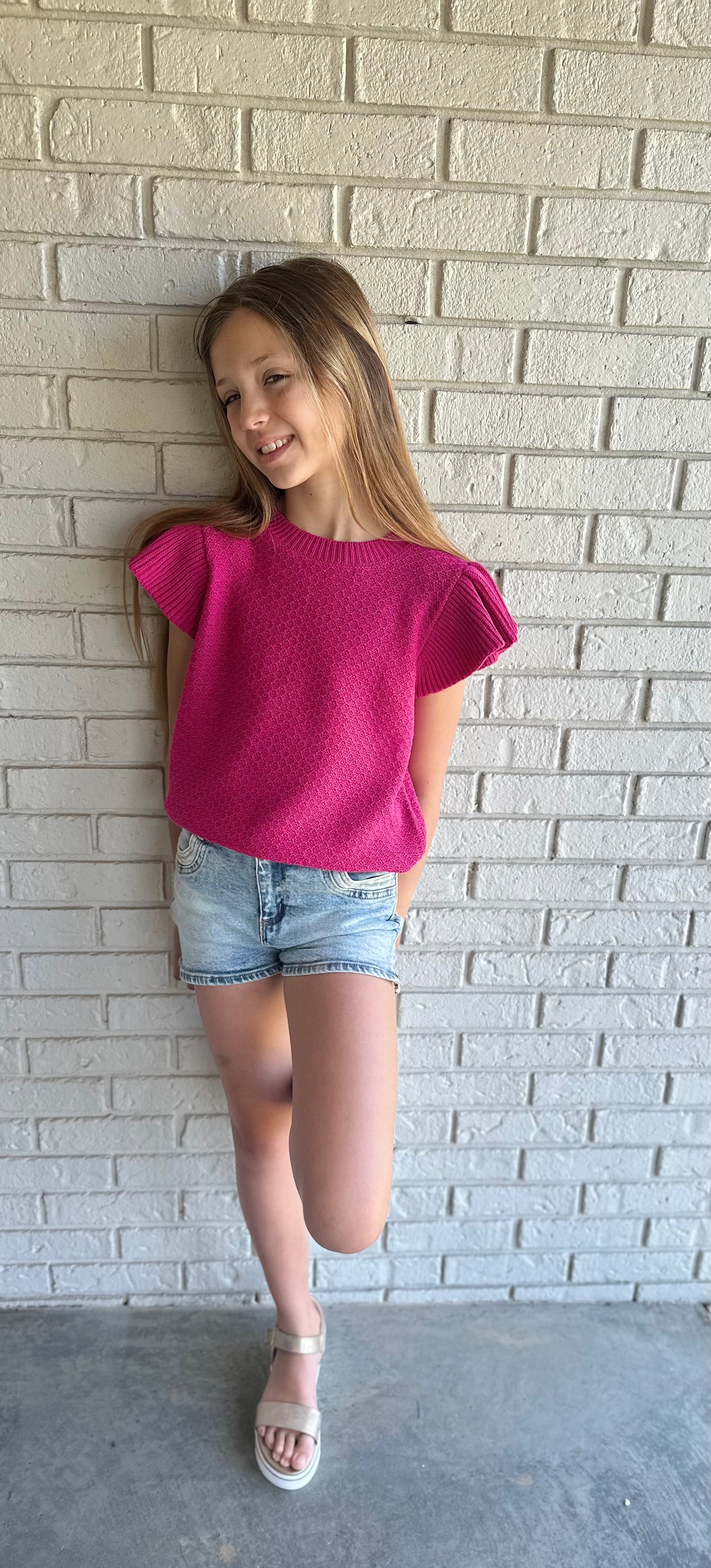 Ruffle Cap Sleeve Sweater