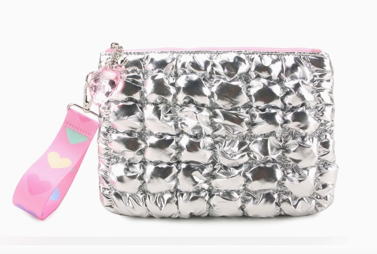 Quilted Scrunchies Silver Wristlet