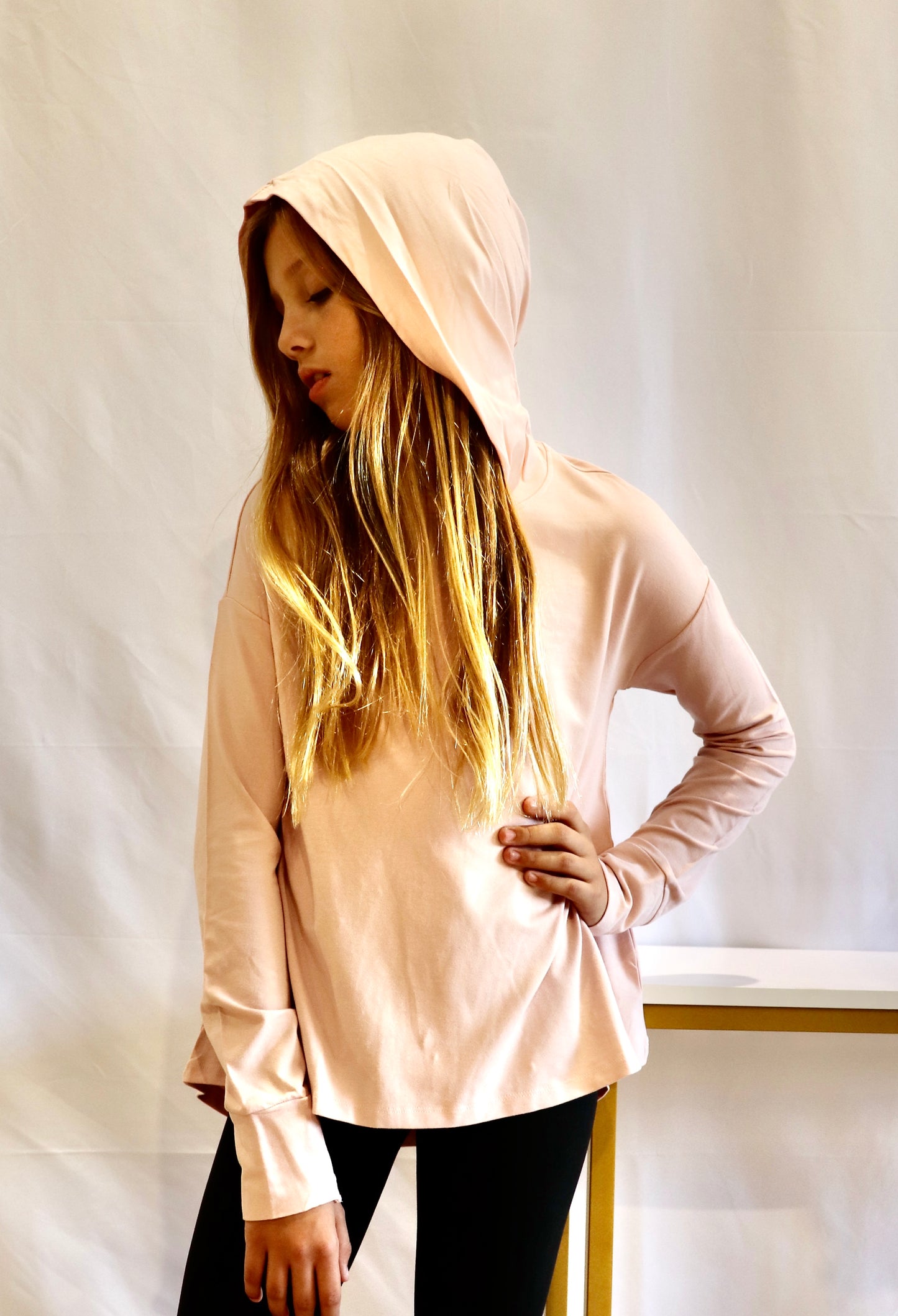 Paperflower Solid Long Sleeve Thumb-hole Hoodie