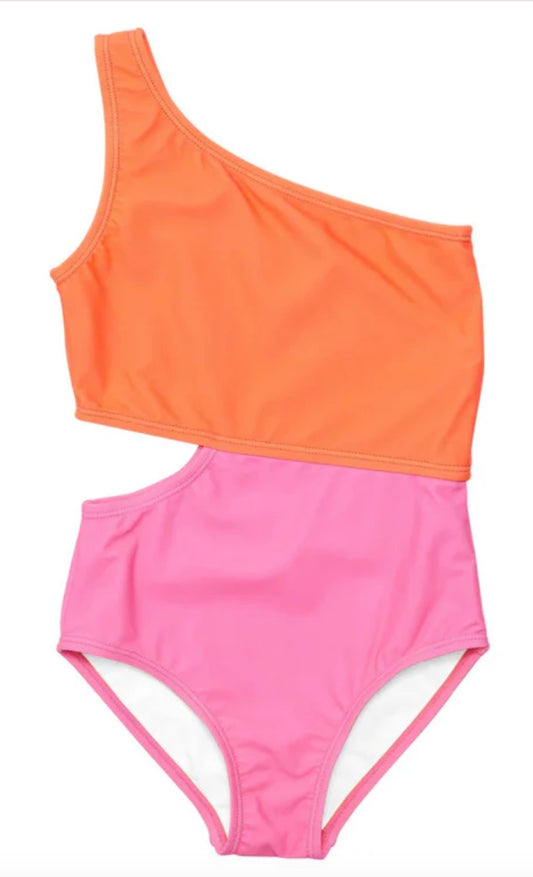 Snapper Rock Candy Colorblock One Shoulder Swimsuit
