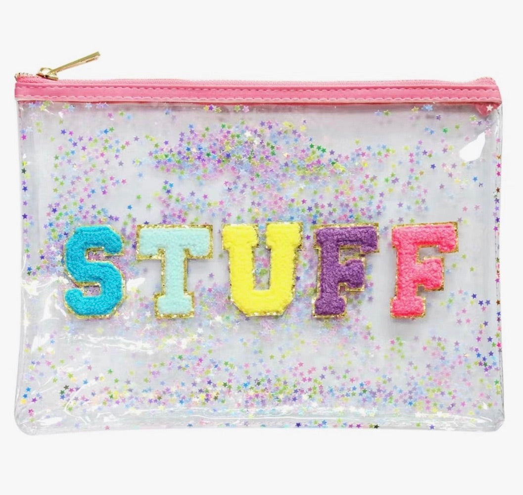 Varsity Cosmetic Confetti Glitter Stuff Clear Bag