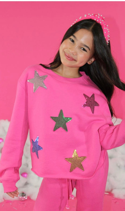 Sequins Stars Applique Sweatshirt